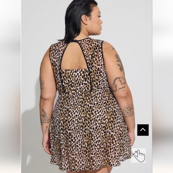 Torrid under wire long mesh overlay swim dress with brief -cheetah print 1x - Picture 2 of 9